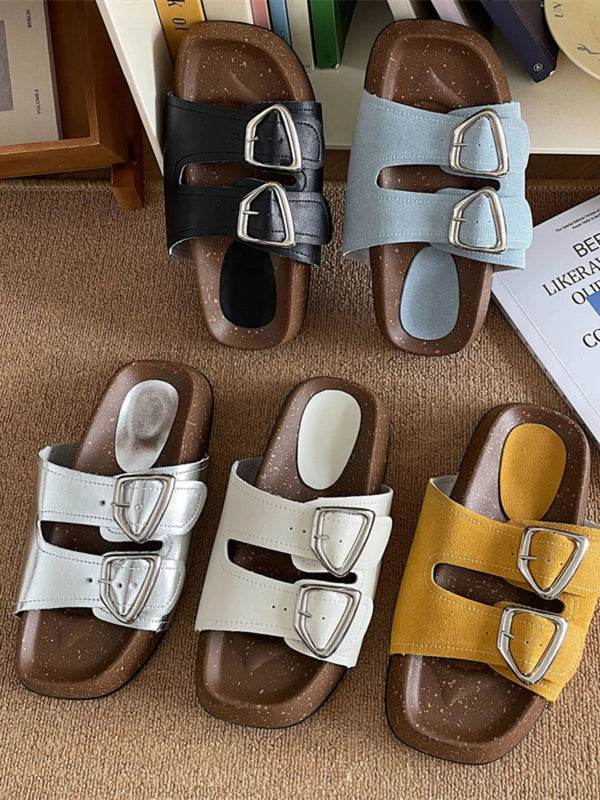 Double Buckle Comfort Sandals-Nordavory
