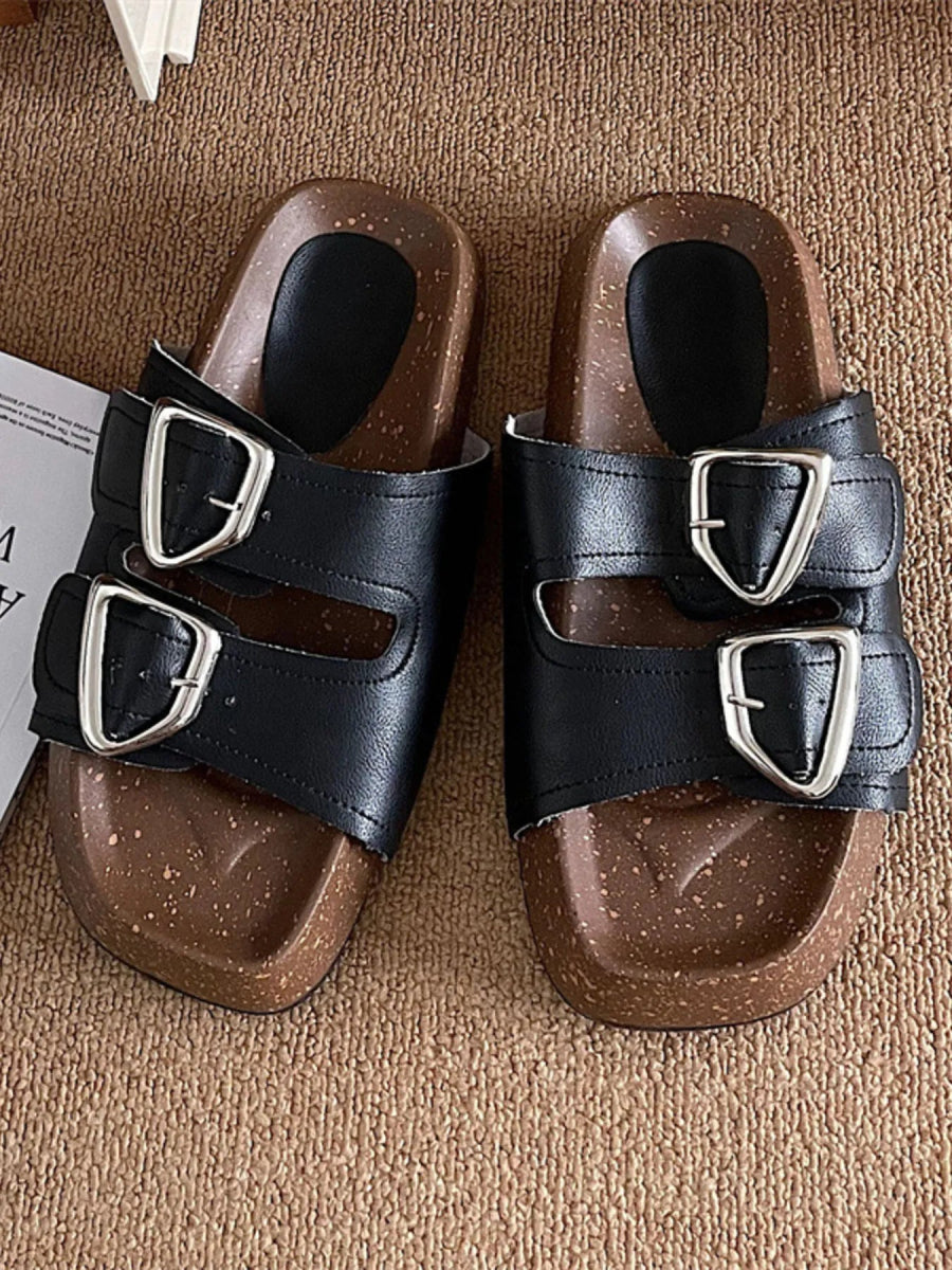 Double Buckle Comfort Sandals-Nordavory