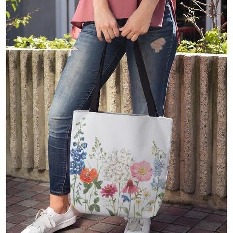 Double Sided Spring Floral Print Tote Bag Handbags nordavory