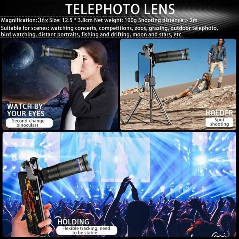 Dragon 36X Mobile Phone Lens Kit With Tripod - Nordavory