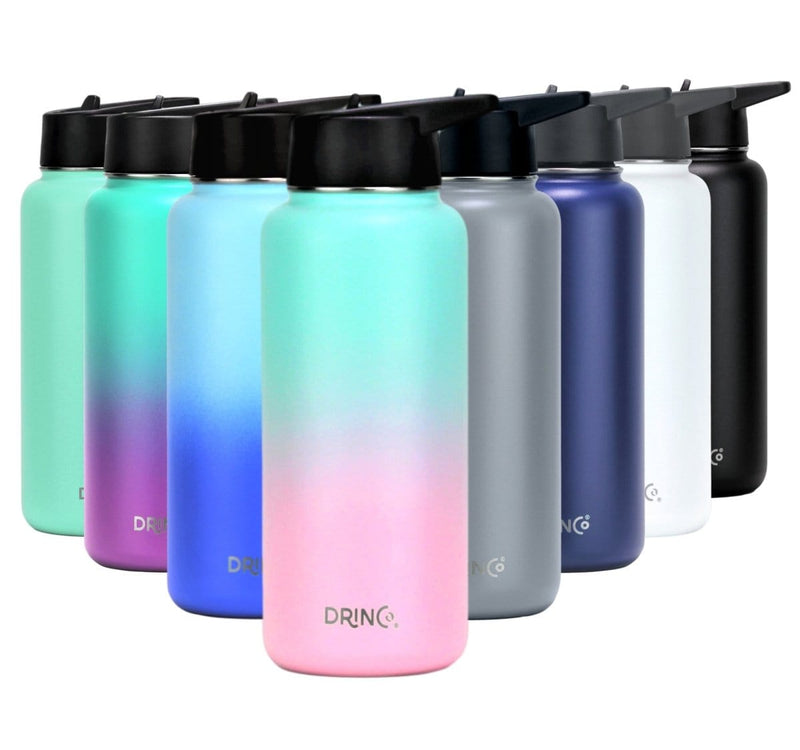 DRINCO® 32oz Stainless Steel Water Bottle (3 lids) - Macaron Drinkware nordavory