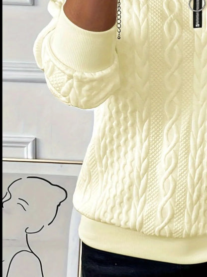 Texture Half Zip Long Sleeve Sweatshirt-Nordavory
