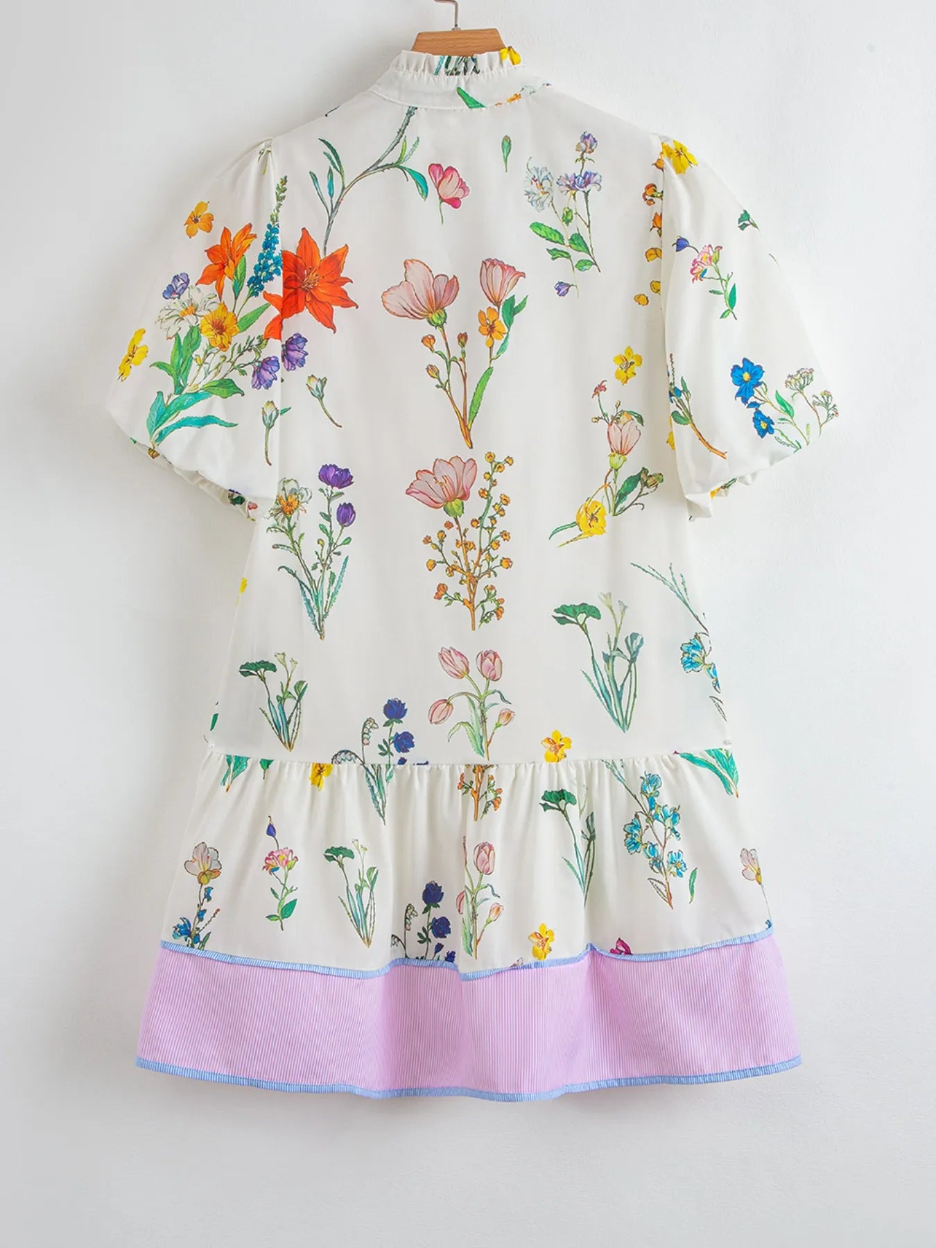 Floral Print Notched Short Sleeve Dress-Nordavory