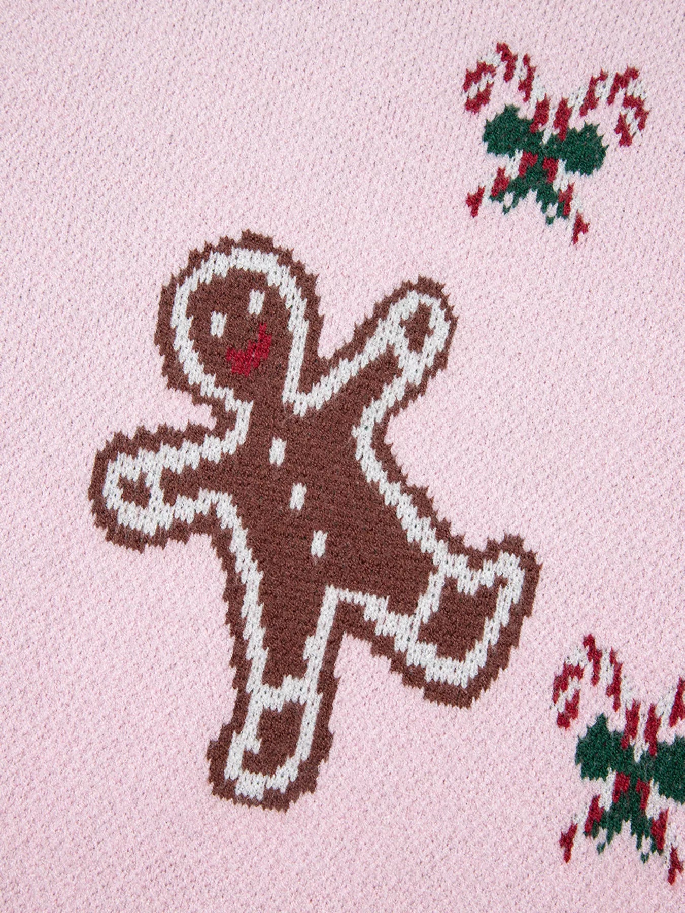 Christmas Ginger Bread Man Round Neck Casual Sweater-Nordavory