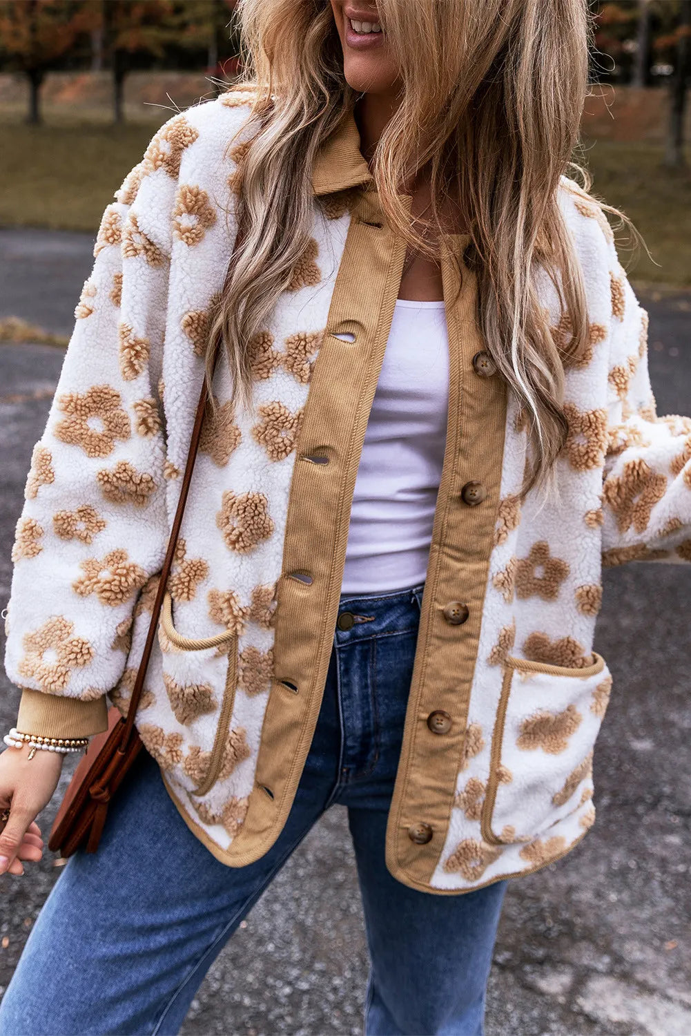 Flower Button Up Long Sleeve Jacket-Nordavory