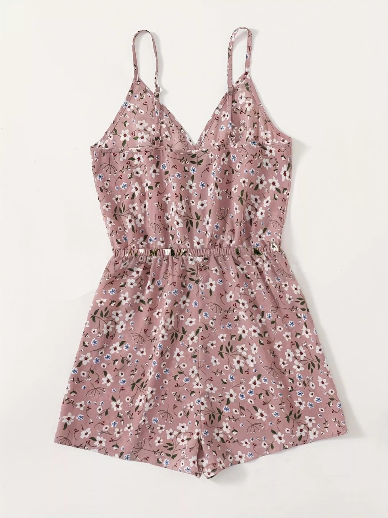 Floral Print Spaghetti Strap Romper-Nordavory