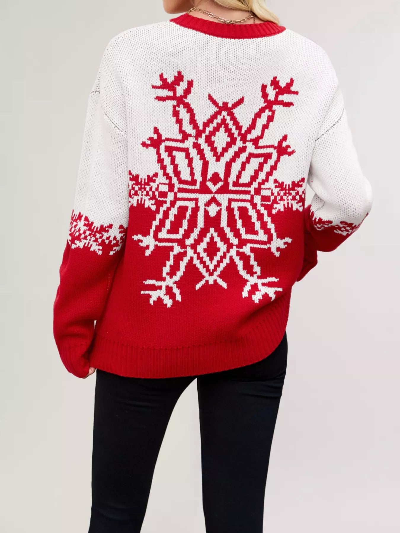 Christmas Snowflake Round Neck Sweater-Nordavory