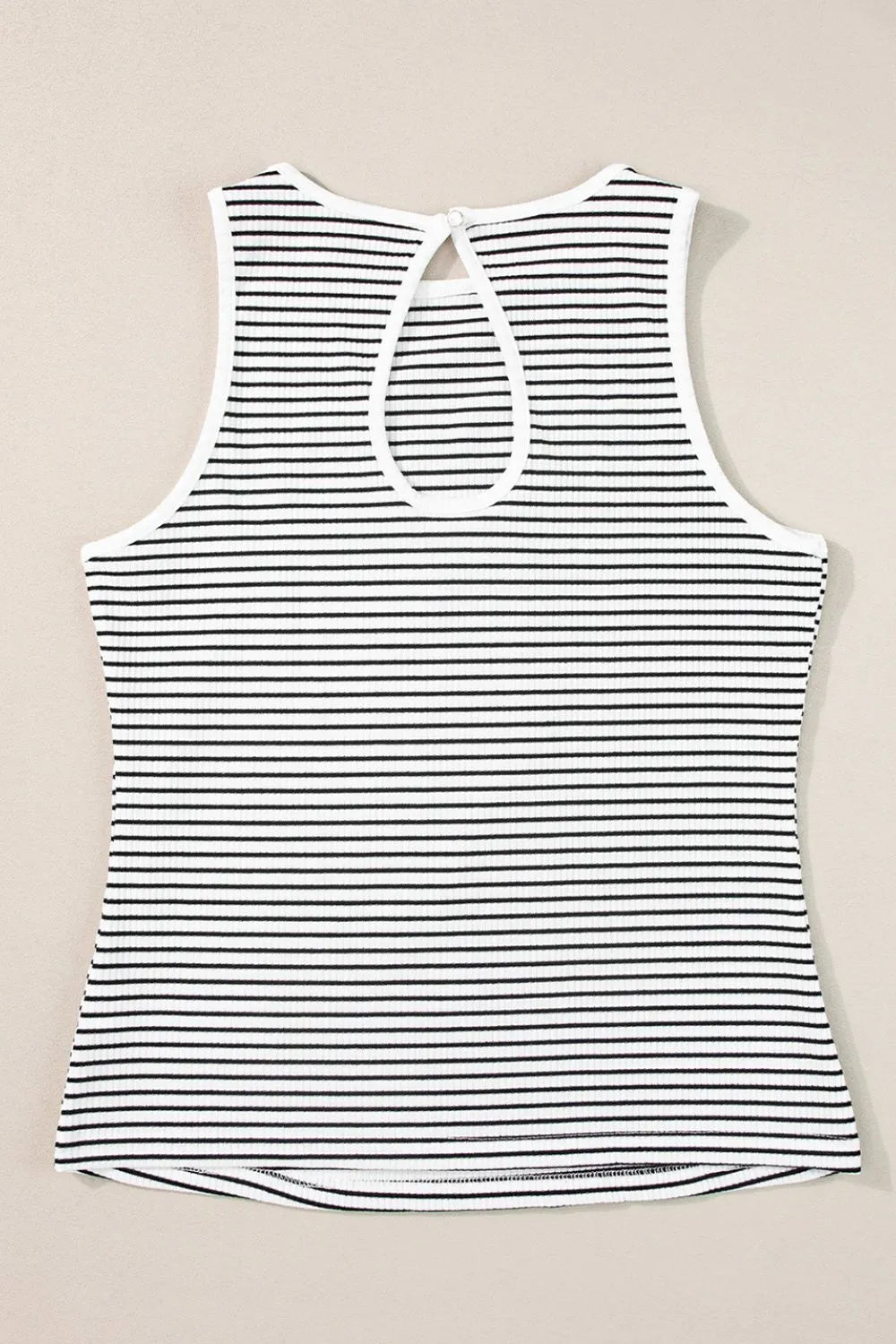 Striped Ribbed Round Neck Tank-Nordavory