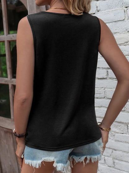 Cutout Twisted Round Neck Tank-Nordavory