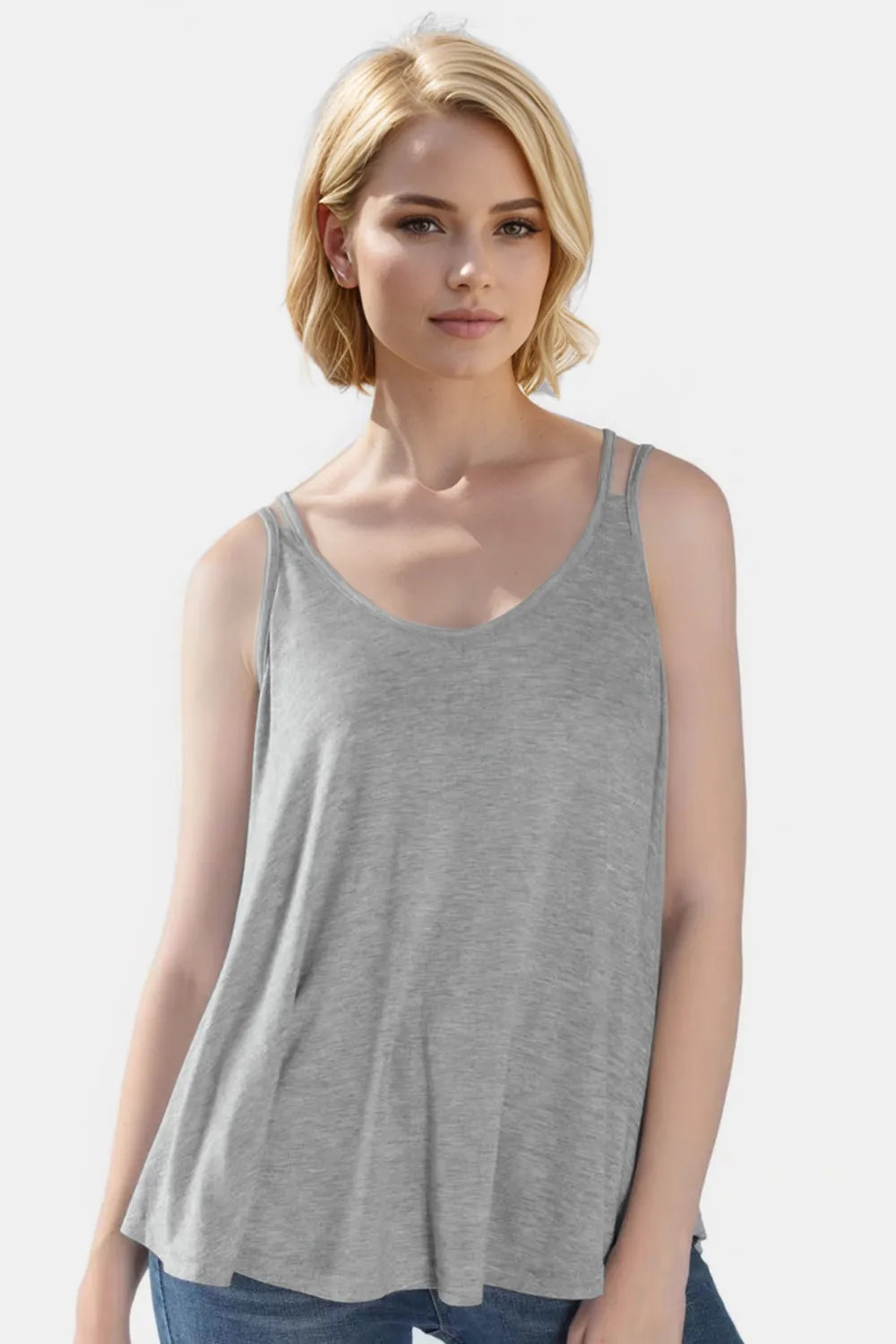 Basic Bae Bamboo Scoop Neck Double Spaghetti Straps Cami-Nordavory