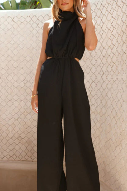 Cutout Sleeveless Wide Leg Jumpsuit-Nordavory