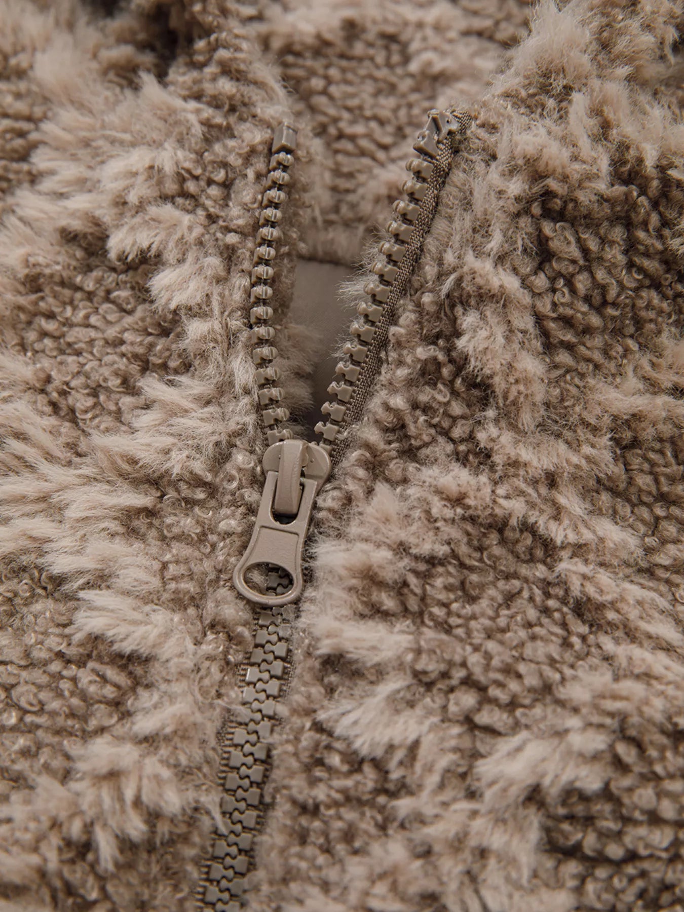 Sherpa Rhombus Zip Up Side Pocket Hooded Jacket-Nordavory