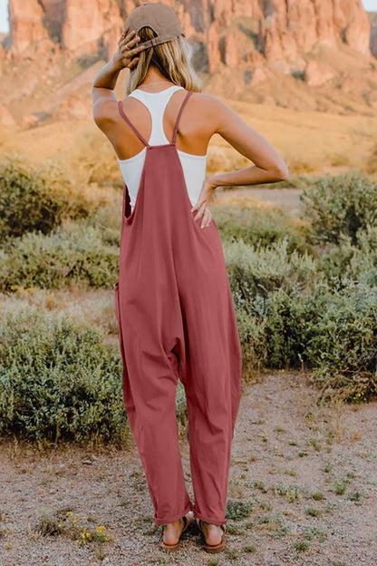 Double Take Full Size V-Neck Sleeveless Jumpsuit with Pockets-Nordavory