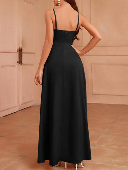 Slit Spaghetti Strap Maxi Dress-Nordavory