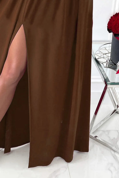 Slit Surplice Long Sleeve Maxi Dress-Nordavory