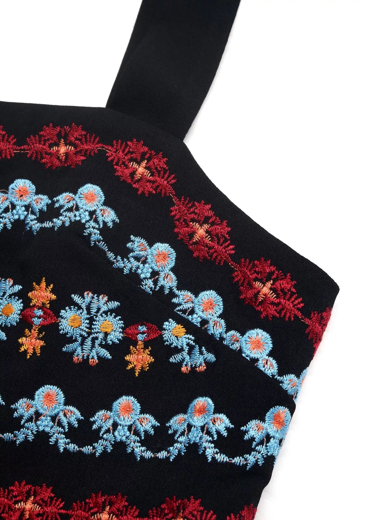 Embroidered Wide Strap Romper-Nordavory