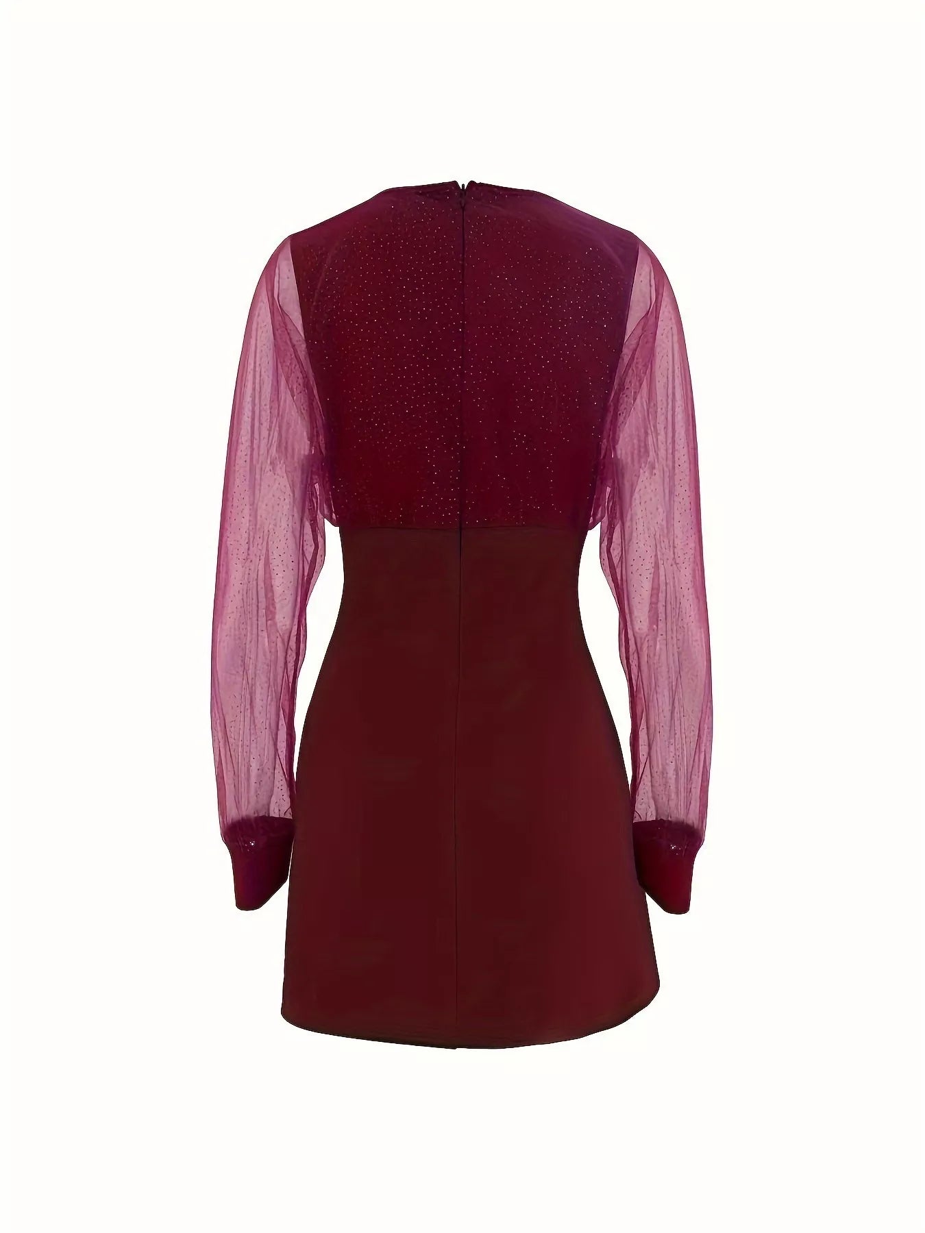 Glitter Mesh Long Sleeve Mini Dress-Nordavory