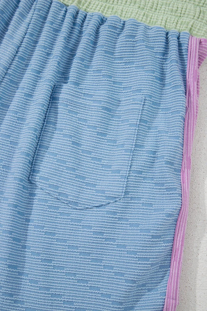 Contrast Round Neck Top and Shorts Set-Nordavory