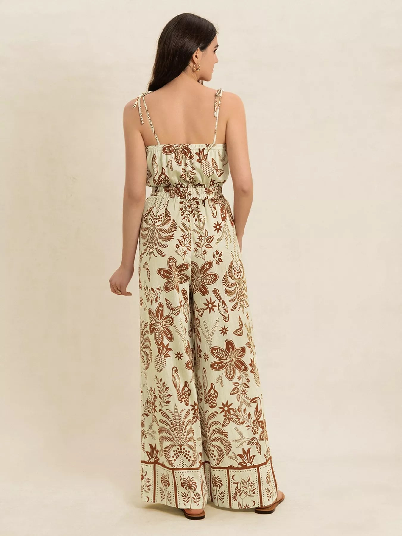 Tie Strap Wide Leg Jumpsuit-Nordavory