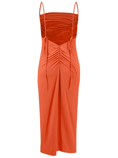 Backless Cowl Neck Sleeveless Cami Dress-Nordavory