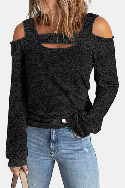 Full Size Cutout Cold Shoulder Blouse-Nordavory