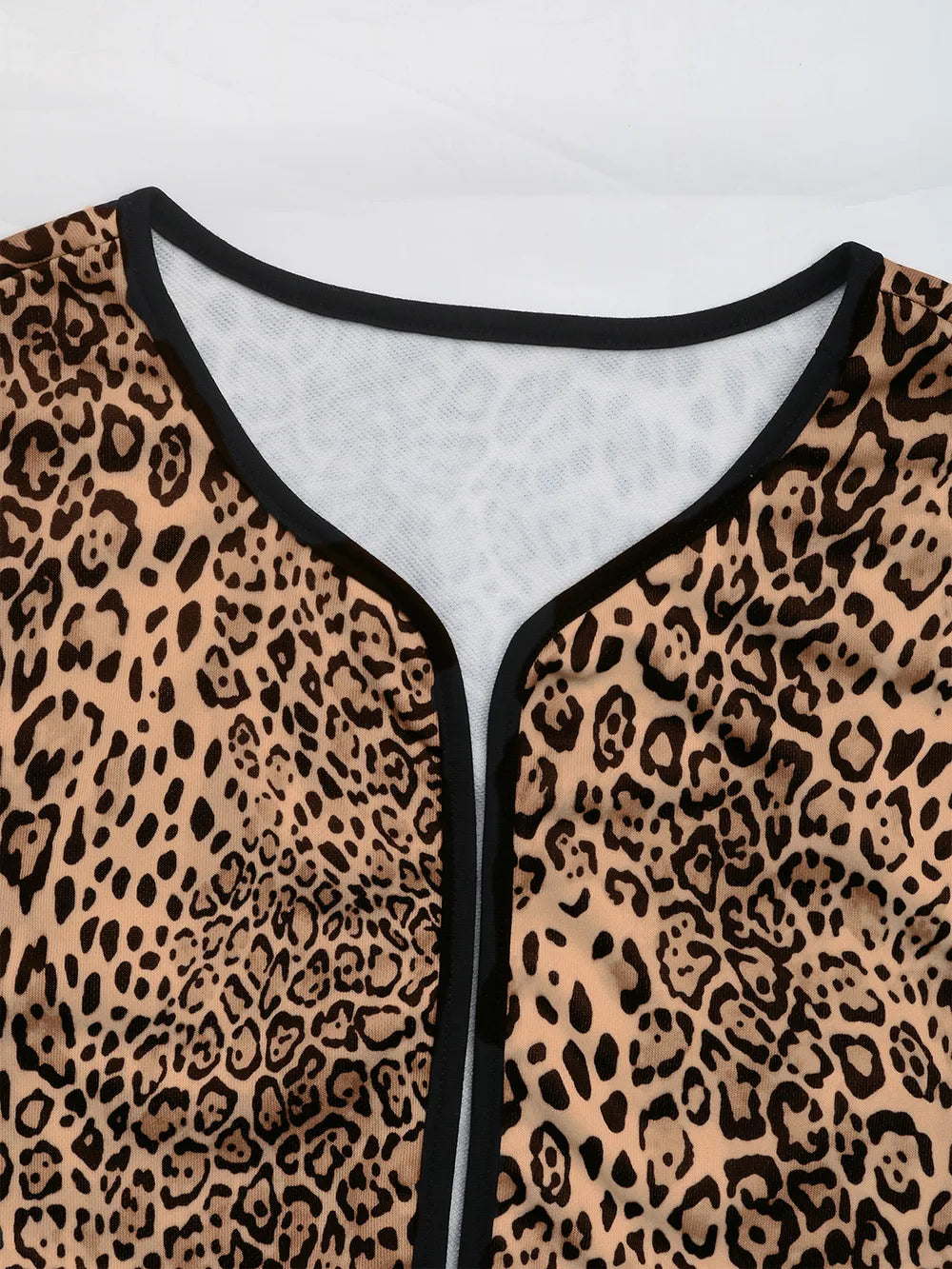 Perfee Leopard Open Front Long Sleeve Jacket-Nordavory