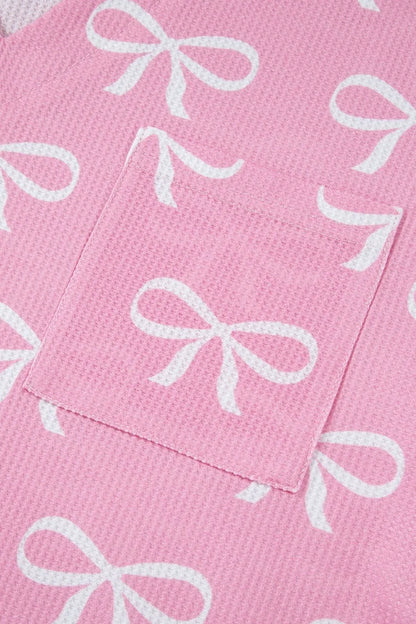 Bowknot Printed Notched T-Shirt and Shorts Set-Nordavory