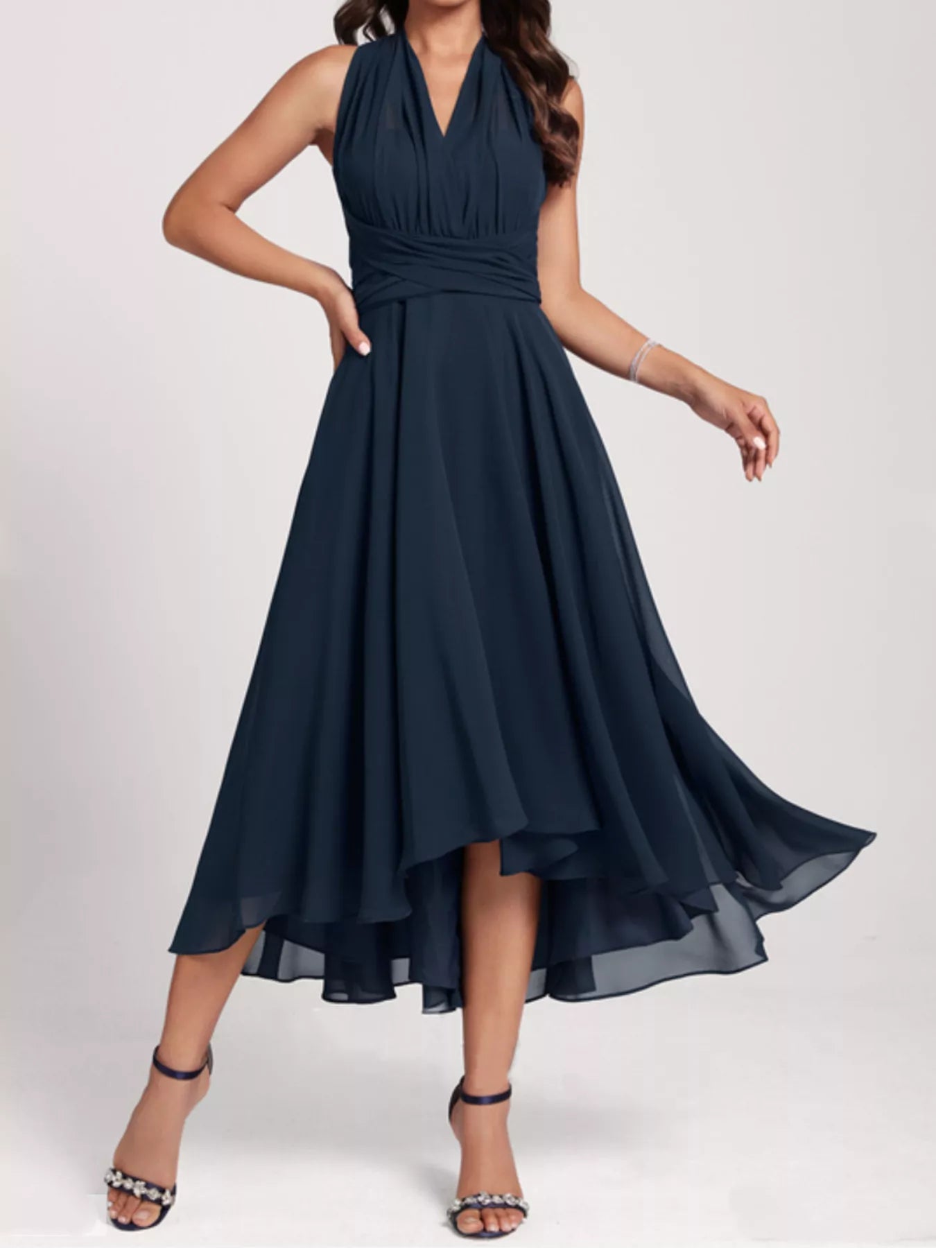 Ruched A-Line Midi Dress-Nordavory
