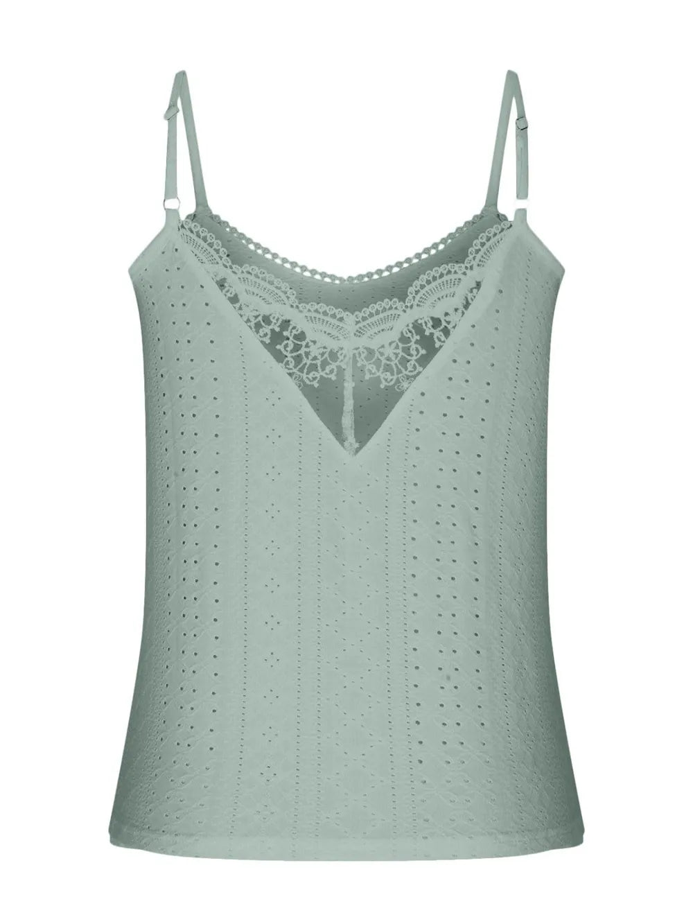 Eyelet Lace Detail V-Neck Cami-Nordavory