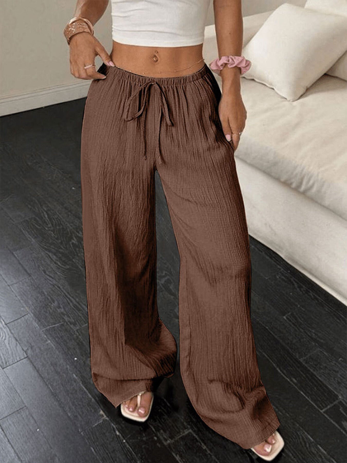 Tied Wide Leg Pants-Nordavory