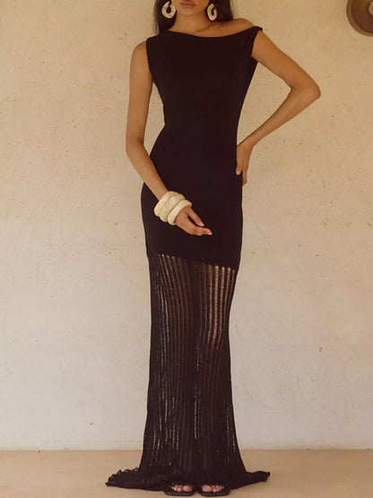 One-Shoulder Fringe Maxi Dress-Nordavory