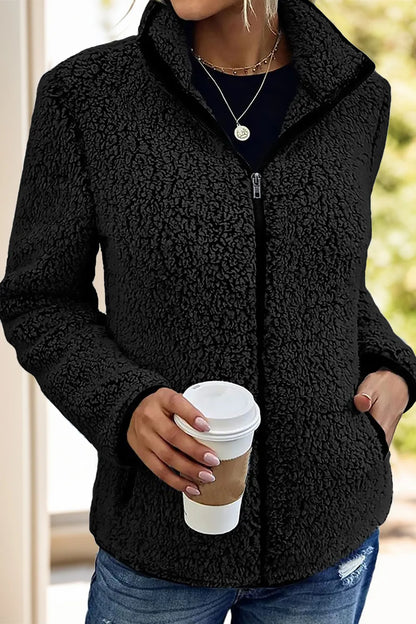 Pocketed Zip Up Turtleneck Jacket-Nordavory