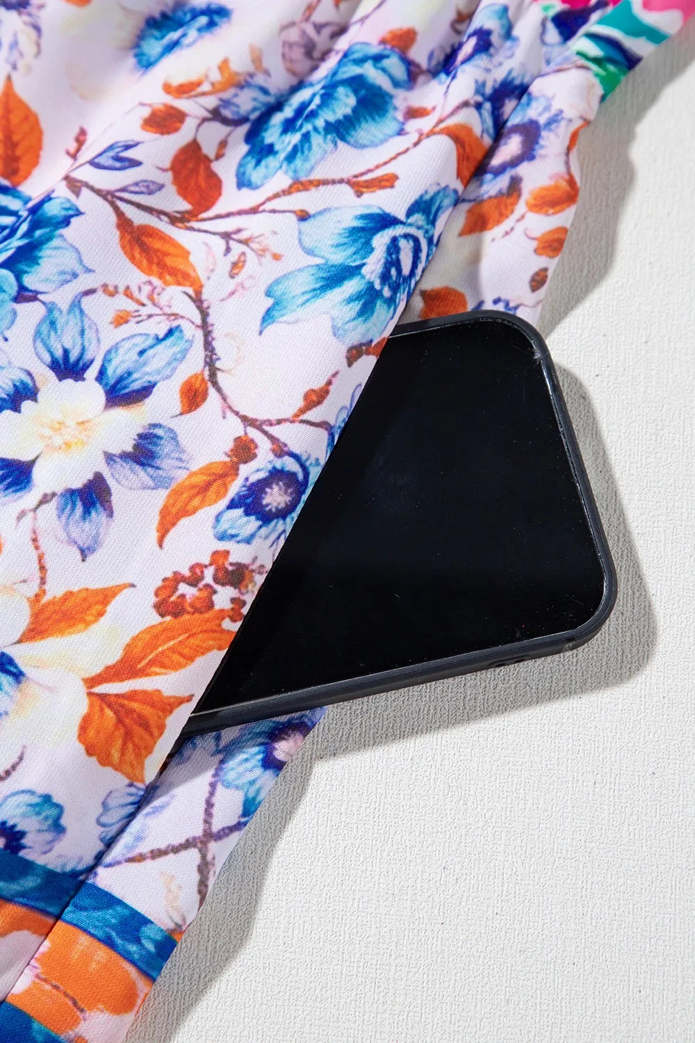 Mixed Floral Print Tie Neck Short Sleeve Dress-Nordavory