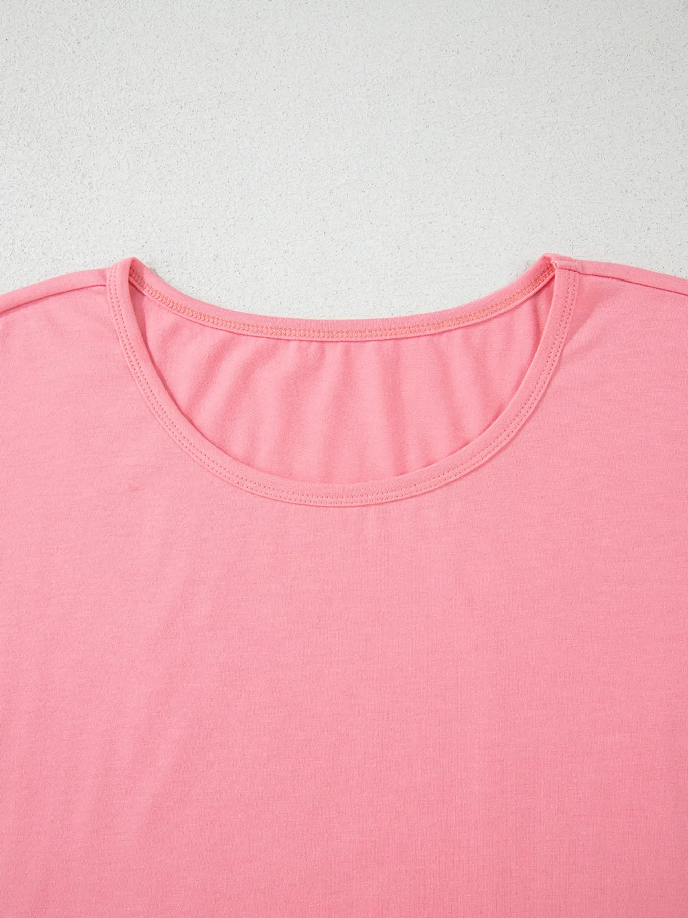 Ruffle Hem Round Neck Relaxed T-Shirt-Nordavory