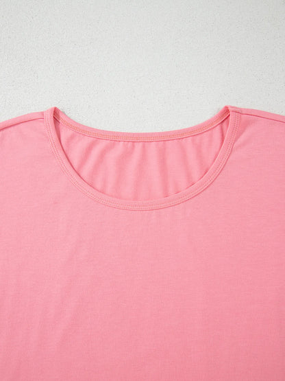 Ruffle Hem Round Neck Relaxed T-Shirt-Nordavory