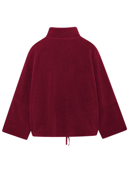 Turtleneck Zip Up Long Sleeve Plush Jacket-Nordavory