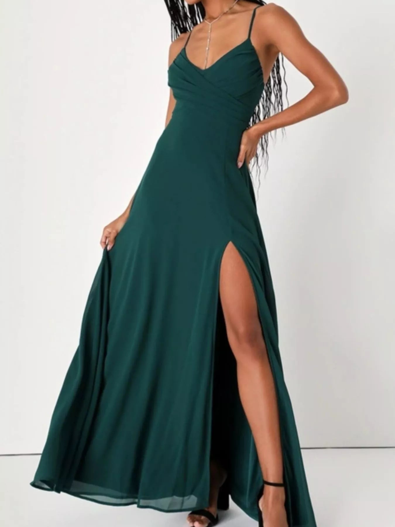 Crisscross Back Slit Maxi Dress-Nordavory