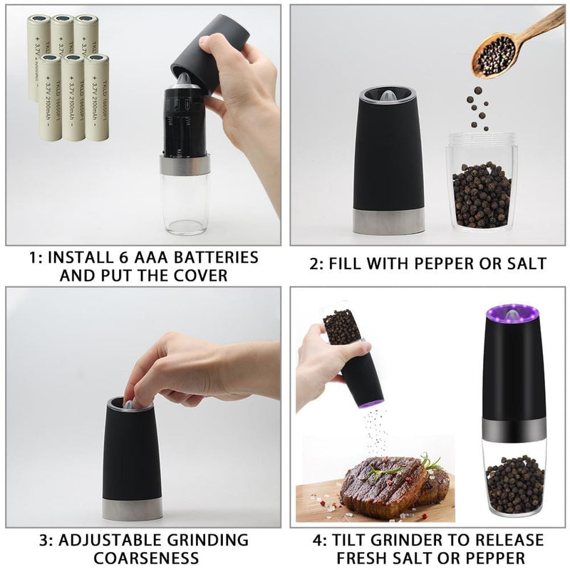 Electric Gravity Sensor Automatic Pepper Grinder Kitchen Tools - Nordavory