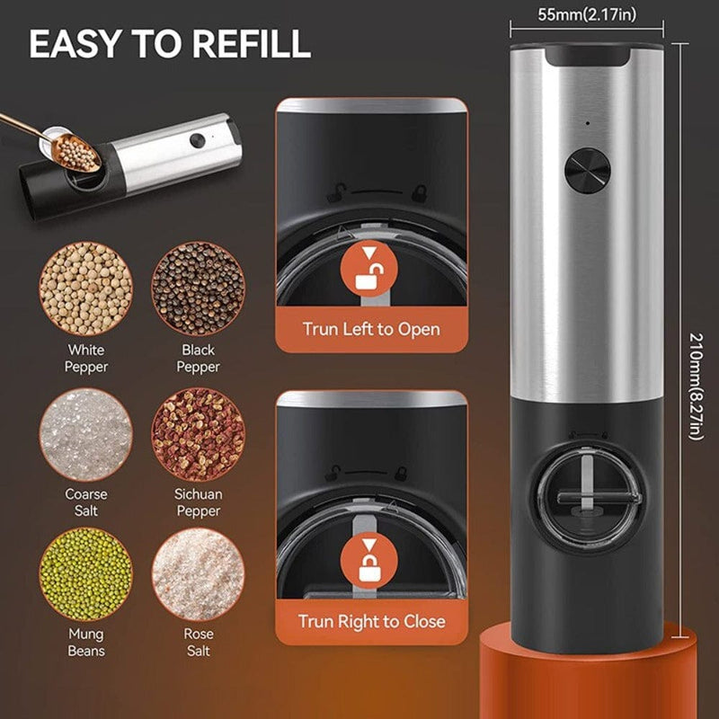 Electric Salt Grinder 2 Bottles Set - Nordavory