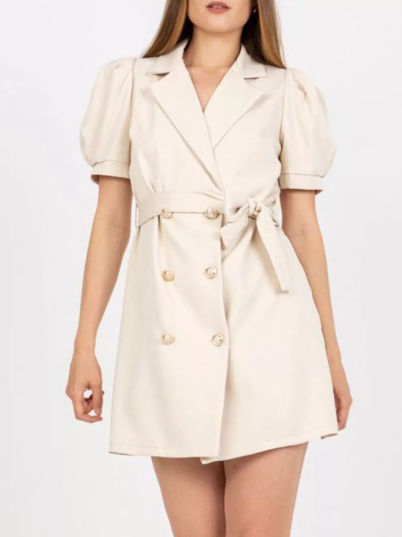 Blazer Style Tie Waist Mini Dress-Nordavory