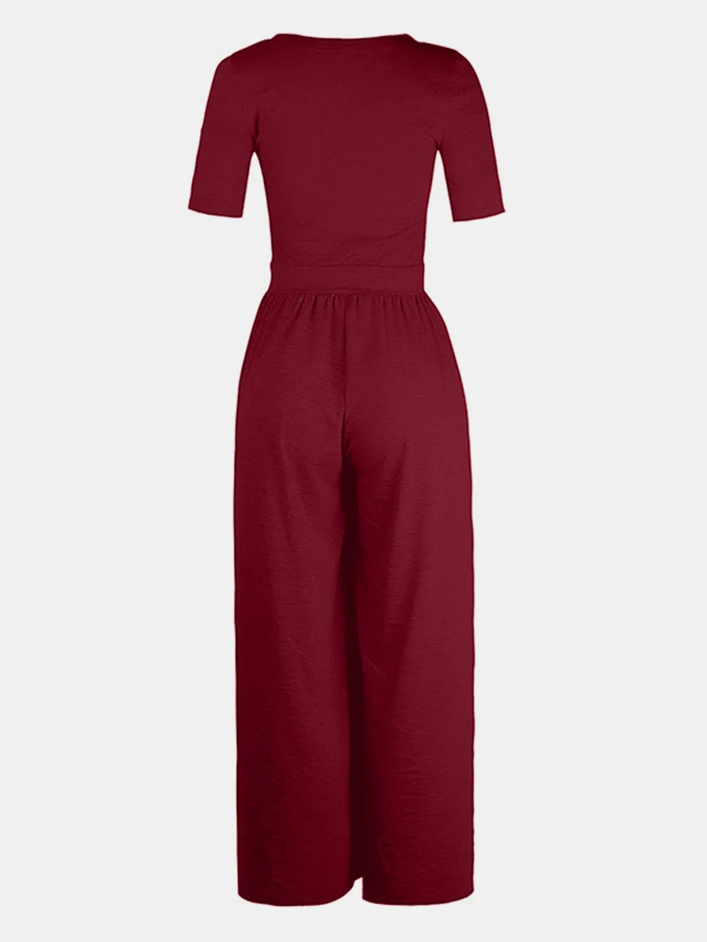 Scoop Neck Short Sleeve Jumpsuit-Nordavory