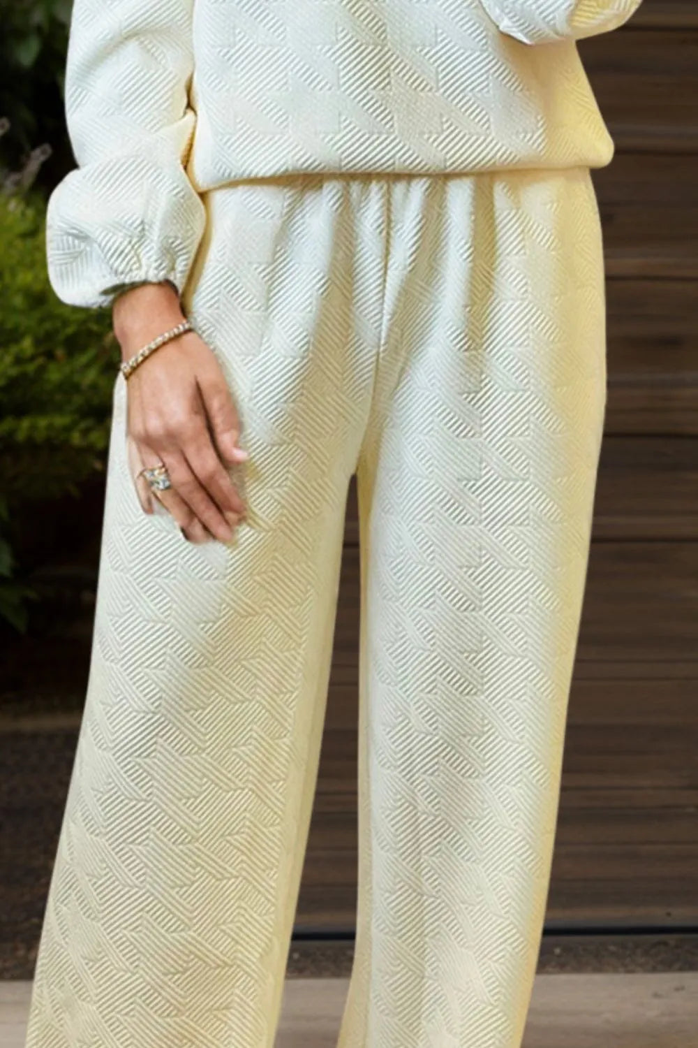 Round Neck Long Sleeve Top and Pants Set-Nordavory