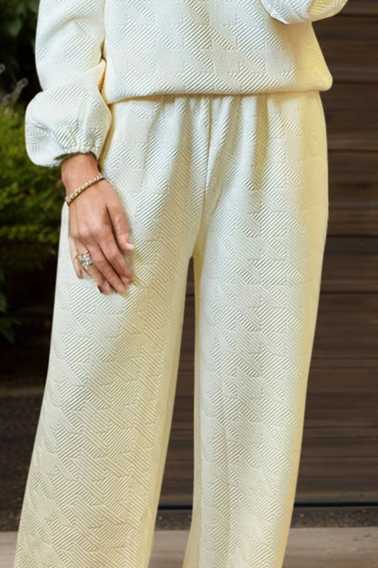 Round Neck Long Sleeve Top and Pants Set-Nordavory