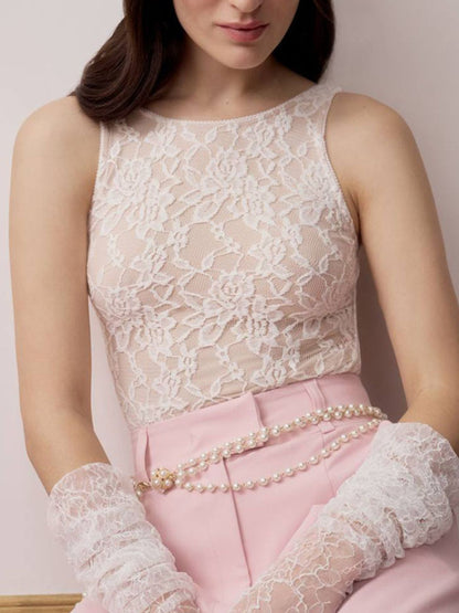 Lace Round Neck Tank-Nordavory