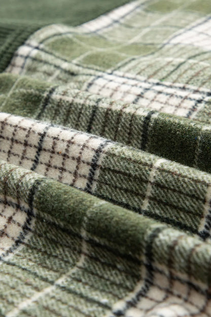 Snap Down Collared Neck Plaid Shacket-Nordavory