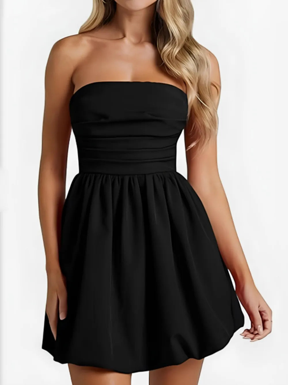Ruched Tube Mini Dress-Nordavory