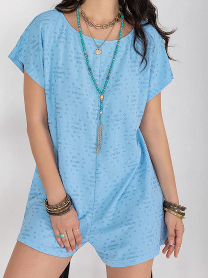 Round Neck Short Sleeve Romper-Nordavory