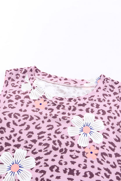 Printed Side Slit Round Neck Tank-Nordavory