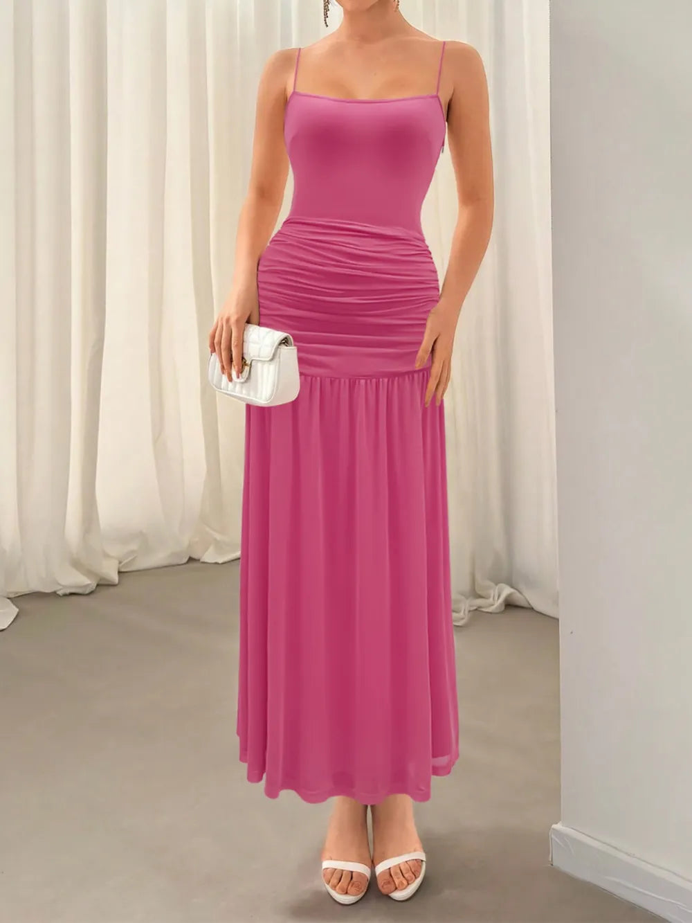 Ruched Maxi Cami Dress-Nordavory