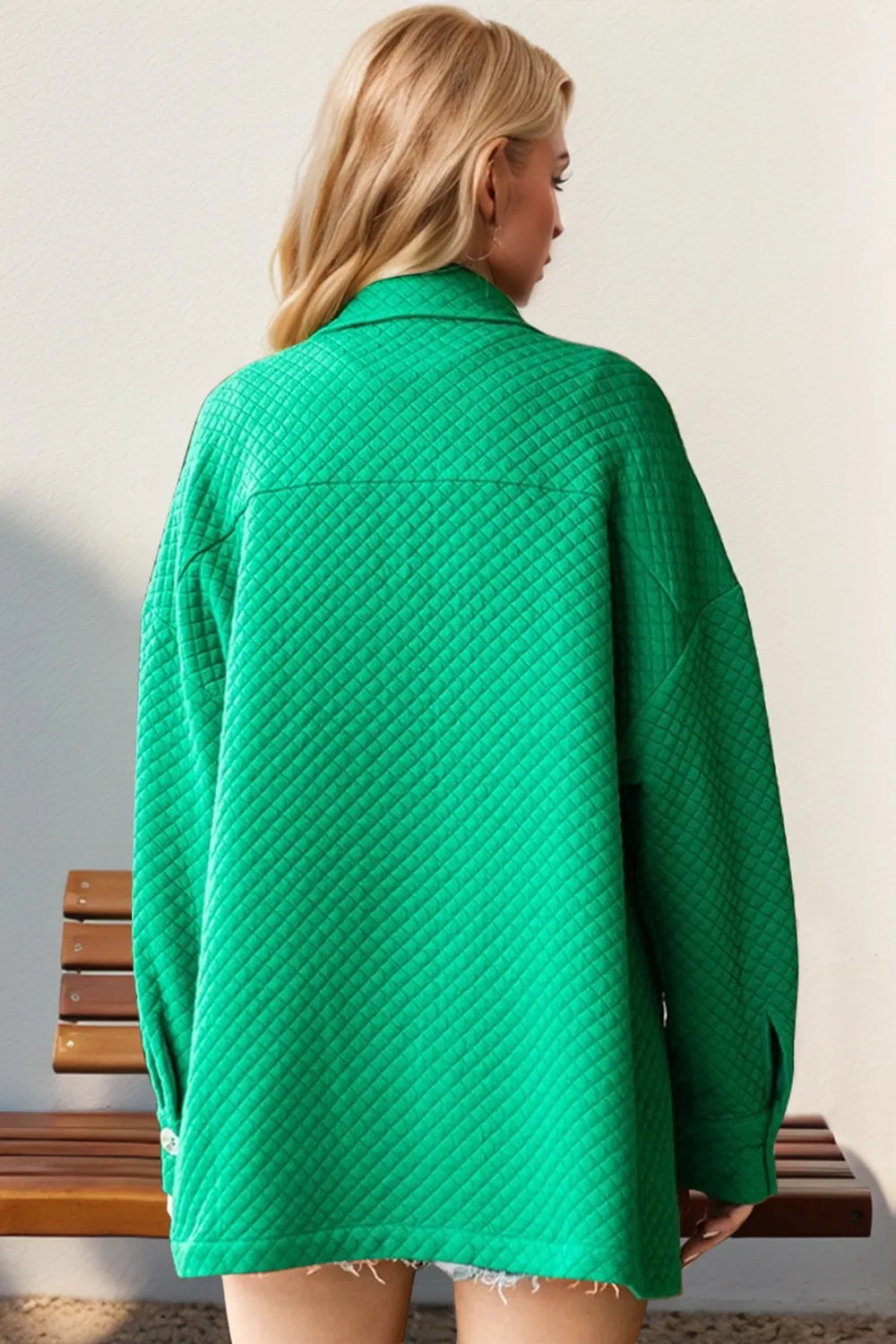 Double Take Full Size Textured Button Up Drop Shoulder Shacket-Nordavory